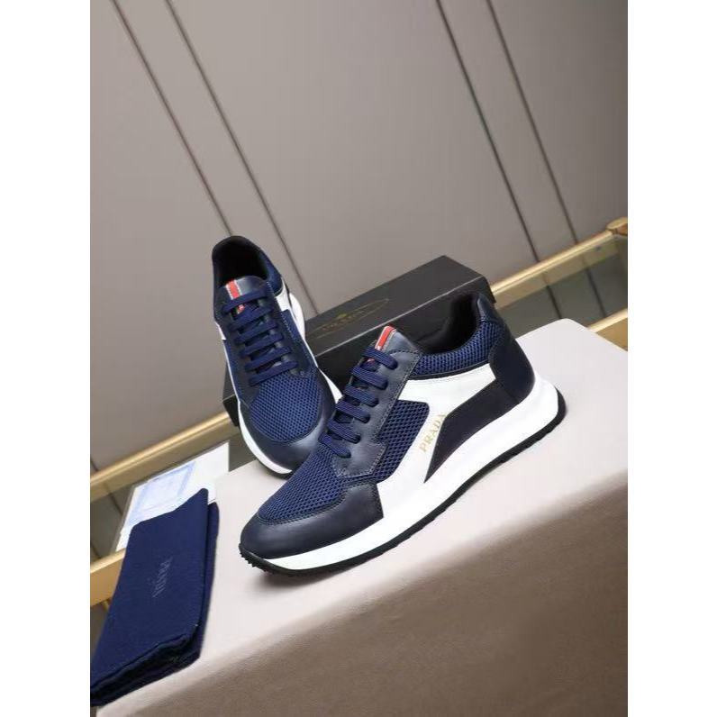 Merek Sepatu Pria 1.1 Prada sepatu olahraga baru pria, sepatu olahraga tali rendah