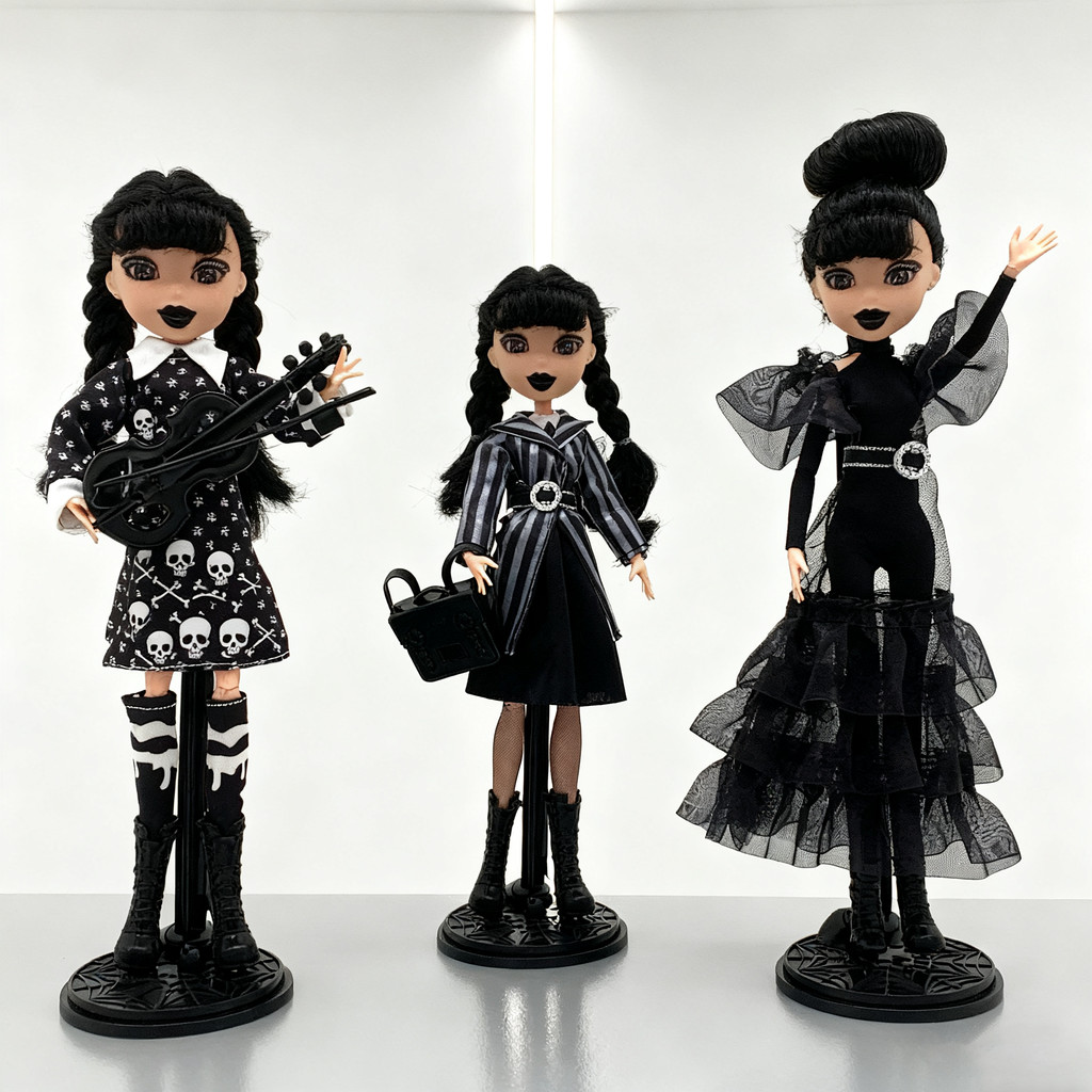 BEATRIZA STORE 26cm Wednesday Addams Gothic BJD Doll Poseable Figure Addams Family Anime Room Decor 