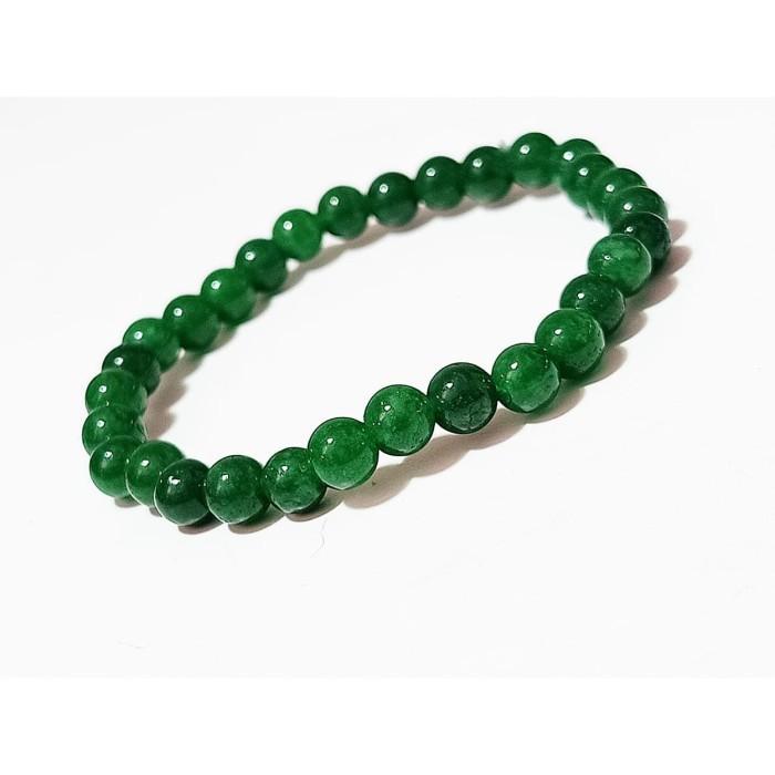05kq- Vee Gelang Batu Giok Hijau Bola Dim 6Mm - Gelang Pria Wanita Terapi