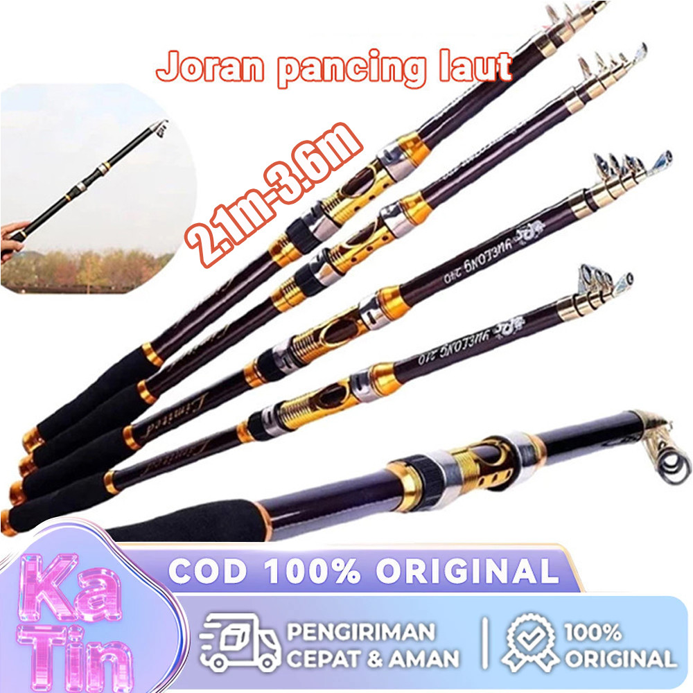 Joran Pancing Portable Carbon Fiber Telescopic 2.1 3.6M Pancing Spinning Fishing Rod Joran Pancing A