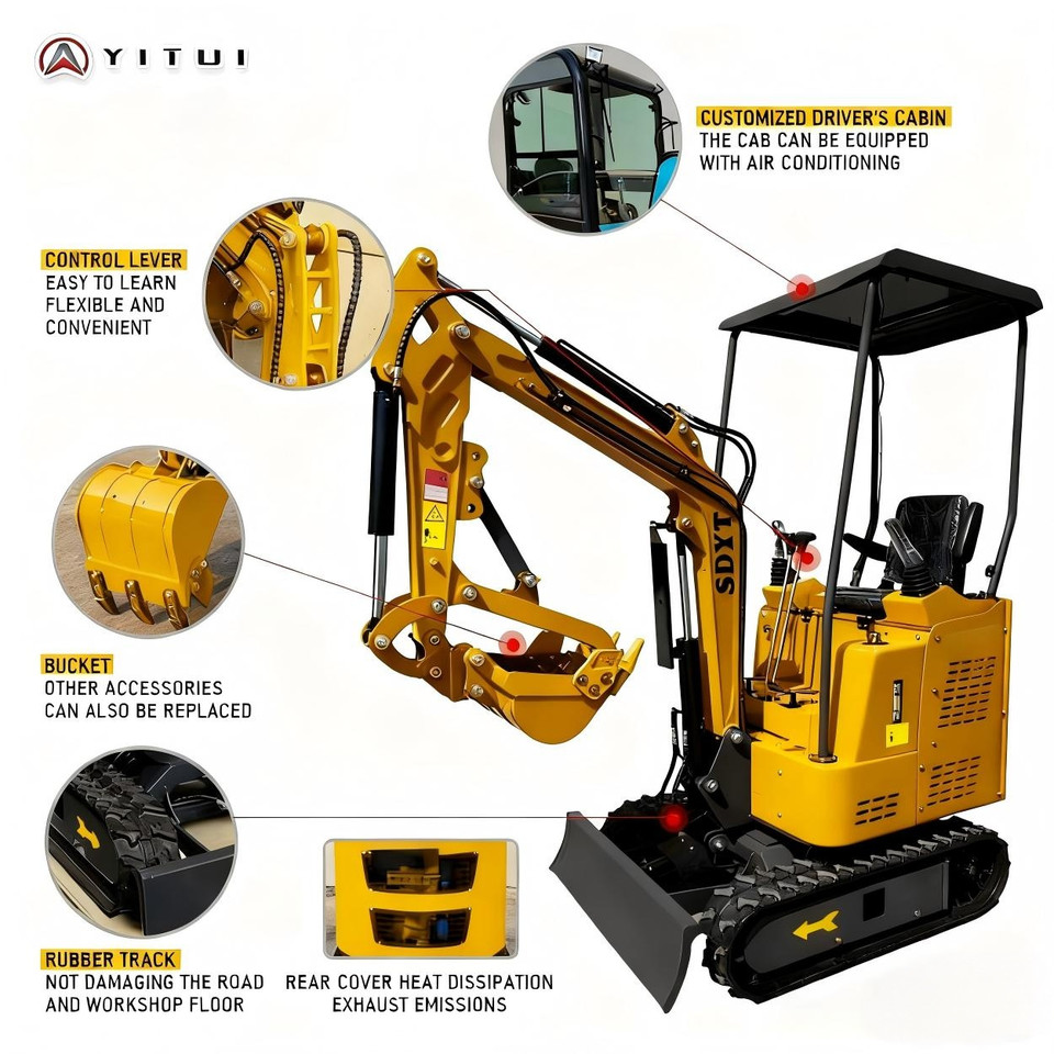 12 Ton Mini Excavator Customized Free Transportation Kubota Engine Crawler Mini Excavator Suitable F