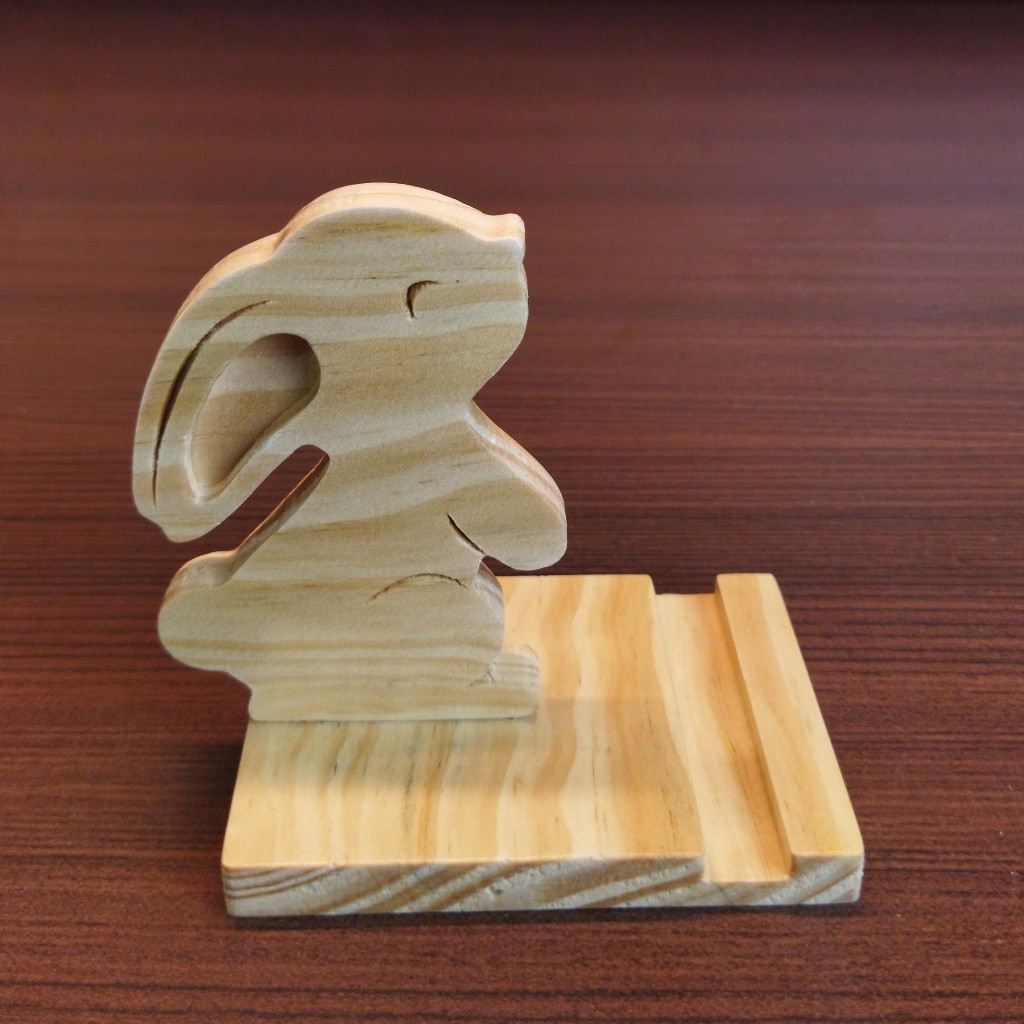Stand, Holder Handphone, Tatakan HP Kelinci Kayu unik dan lucu