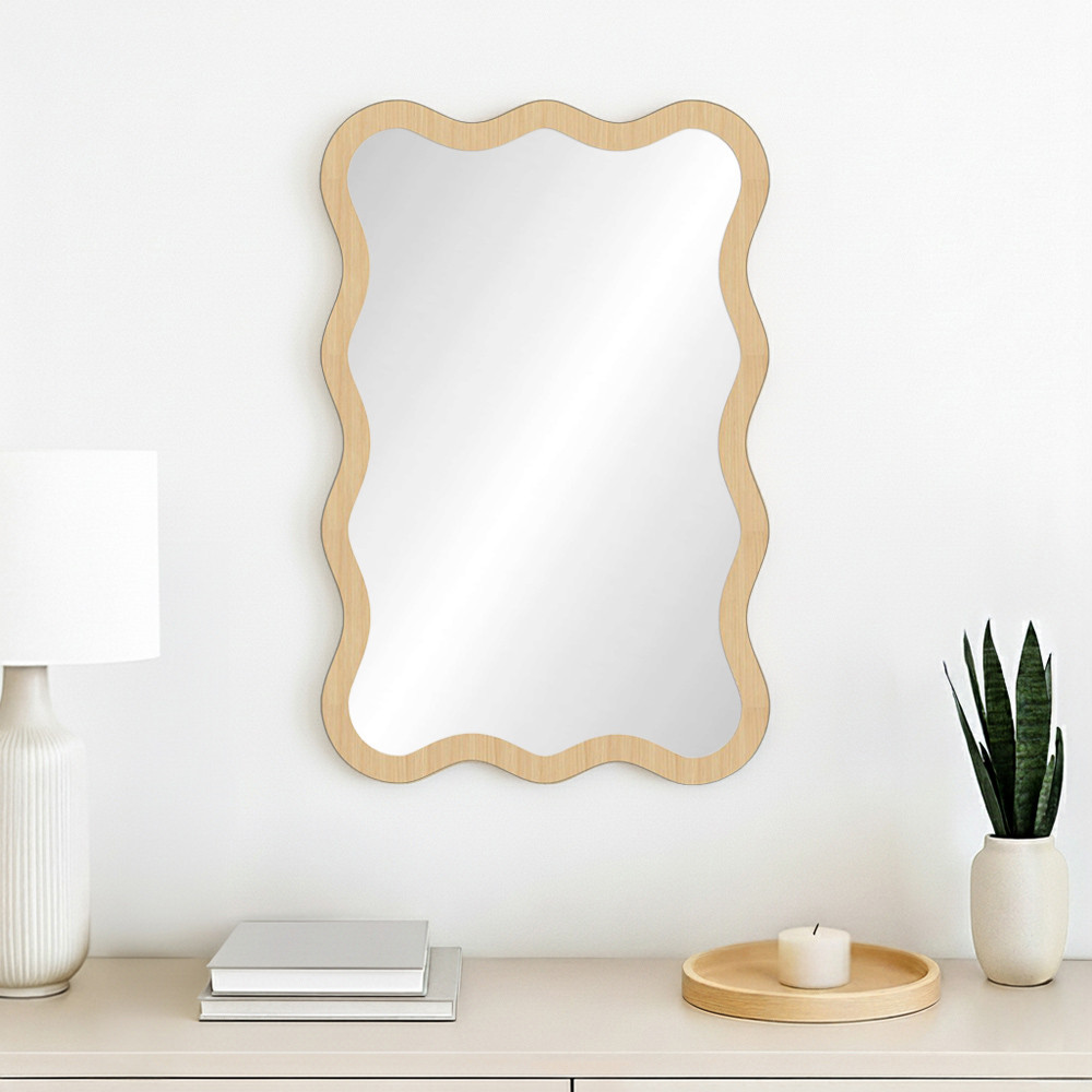 Informa 40X60 cm Cermin Dinding Motif Kayu Wall Mirror Minimalis Modern Estetik Kaca Hias Kamar Tidu