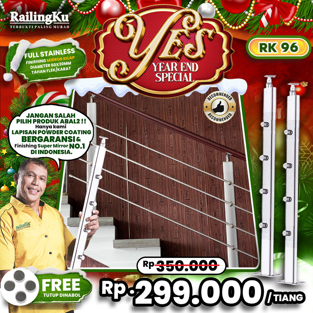 Railing Tangga Stainless Milenials Desain Tiang Railingku [YES] RK 96 Railing Anti Karat Free Penutu