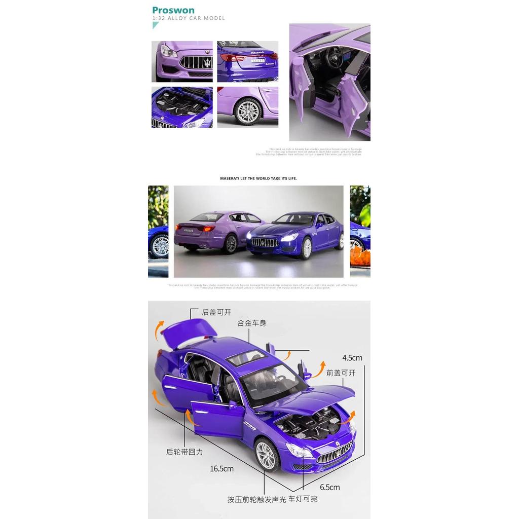 1:32 Maserati Ghibli Simulation Coupe Toy Vehicles Model Alloy Pull Back Children Genuine License Co