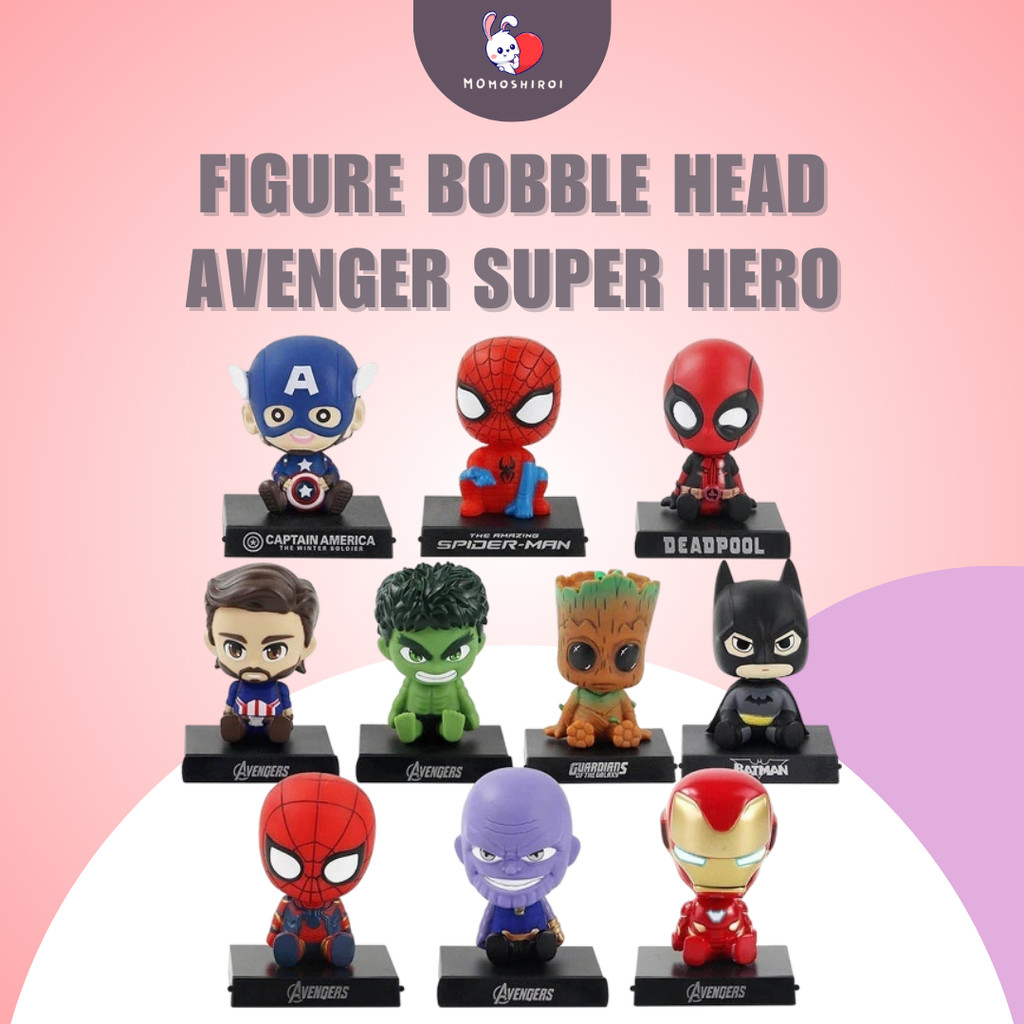 Pajangan Dashboard Mobil Figure Bobble head Pajangan Goyang Avengers Spiderman