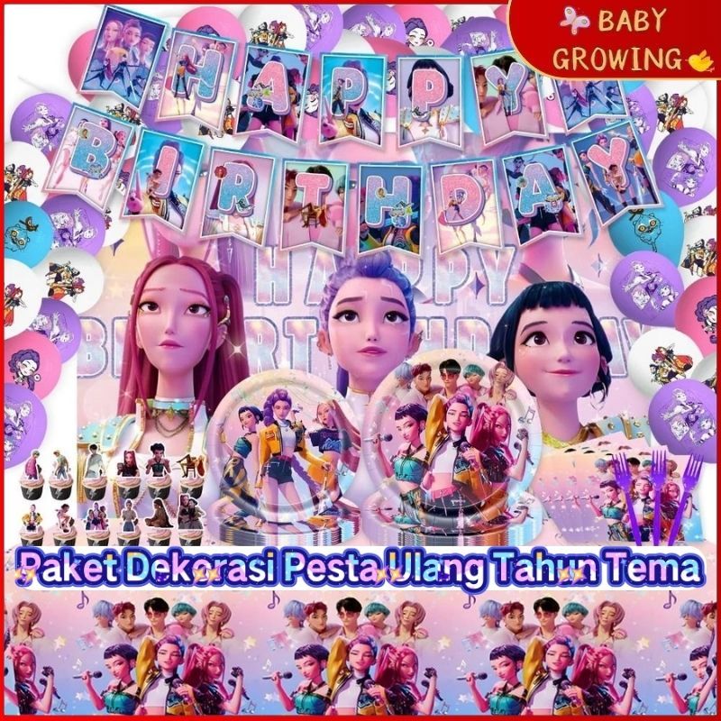 [Local Delivery] Paket Dekorasi Pesta Ulang Tahun Tema Pemburu Penyihir Set Lengkap Banner Backdrop 