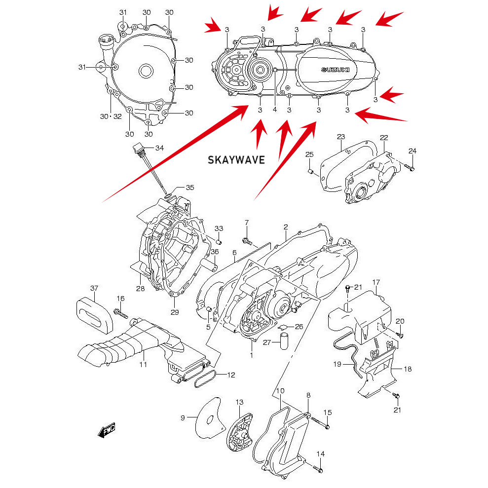 BAUT BOLT 6X25MM KRENGKES TUTUP MESIN SUZUKI HAYATE SKAYWAVE SPIN SKAYDRIVE SATRIA SGP 01547-0625A-0