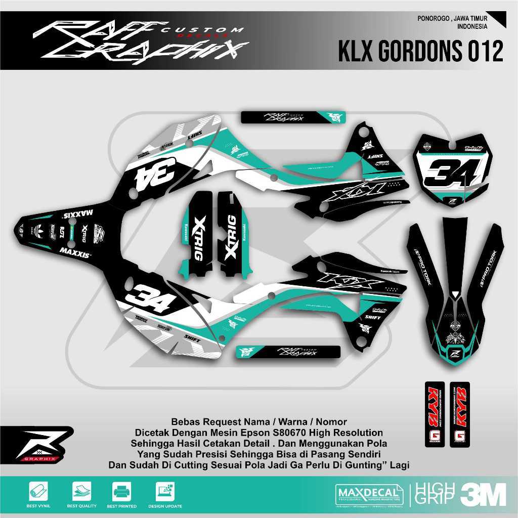 DECAL KLX GORDONS KODE 012 / DECAL KLX GORDONS CUSTOM KEREN