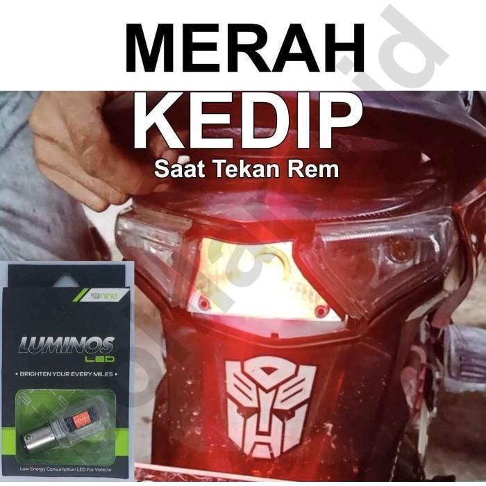 MOTORMAX Lampu LED Stop Rem Motor GS1 S25 LUXIMOS Bayonet 16titik Tidak Kedip - Kedip Merah
