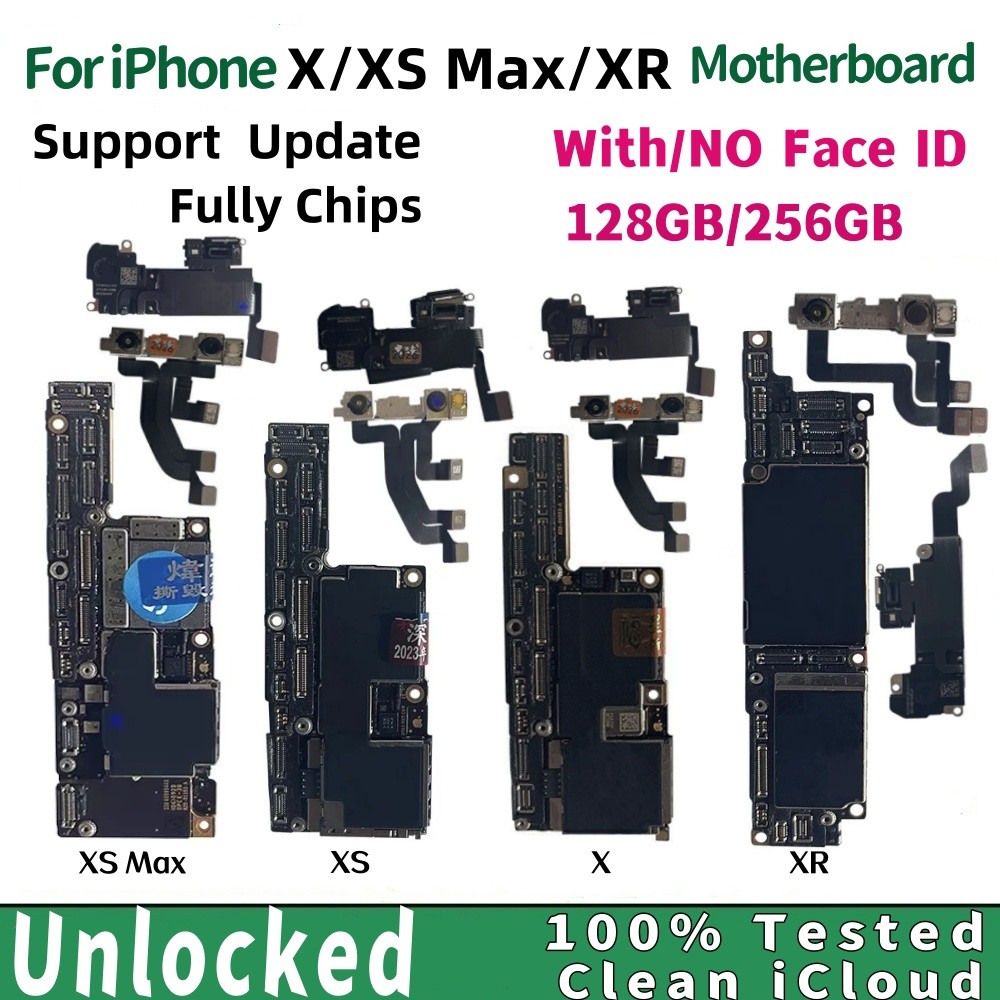 A+ Tested For iPhone xs max Motherboard with face ID Unlocked For iphone X XR Clean iCloud Mainboard