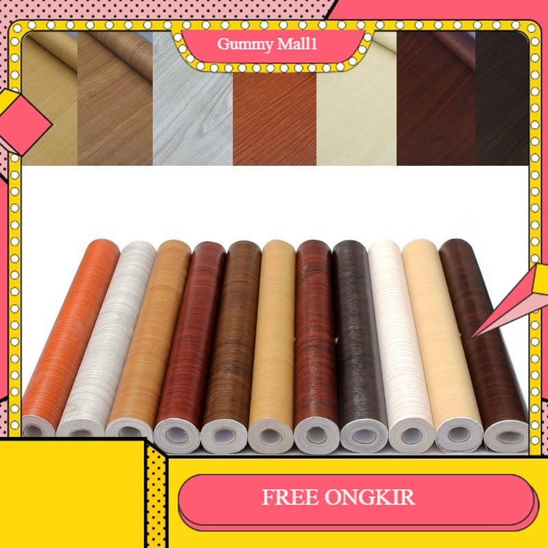 BISA COD - PROMO Motif Kayu Wallpaper Dinding Ukuran  Wallpaper  Stiker Meja  Stiker Pintu Varian Ka