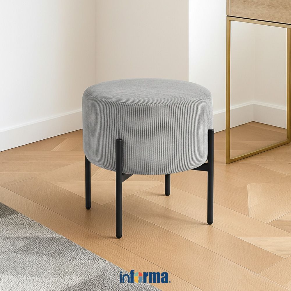 Informa Willard Bangku Fabric - Abu-Abu Multipurpose Stool Bangku Makan Cafe Restoran Tempat Duduk S