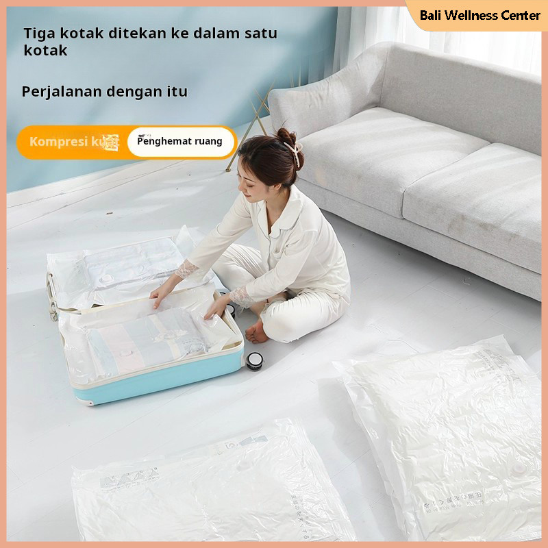 Tas kompresi vakum untuk menyimpan selimut, pakaian, jaket bulu angsa, selimut tebal, dan koper.