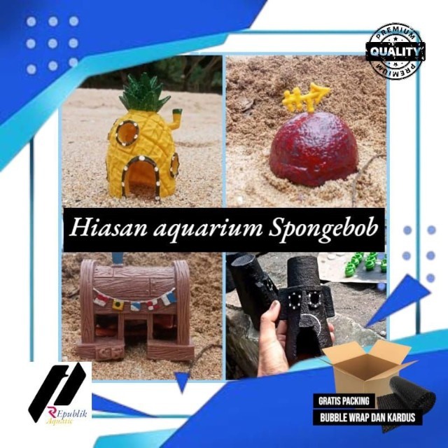 Hiasan aquarium spongebob / hiasan aquarium rumah spongebob / hiasan aquarium / spongebob