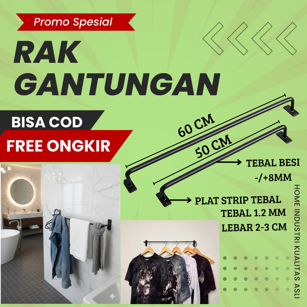 Gantungan Baju Dinding ,Gantungan Baju Besi Tembok, Dinding / Gawang Baju Tembok