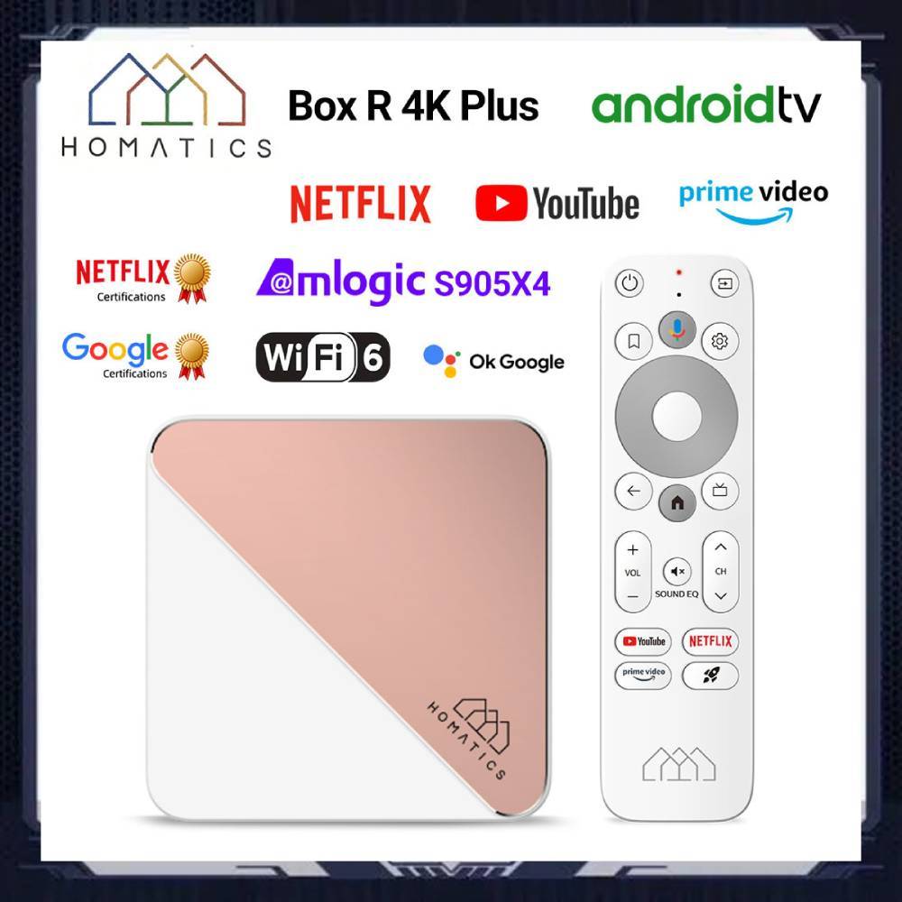 HOMATICS Box R 4K Plus TV Box AndroidTV 14 ATV Netflix Google Certified Amlogic S905X4 DTS Auo Dolby