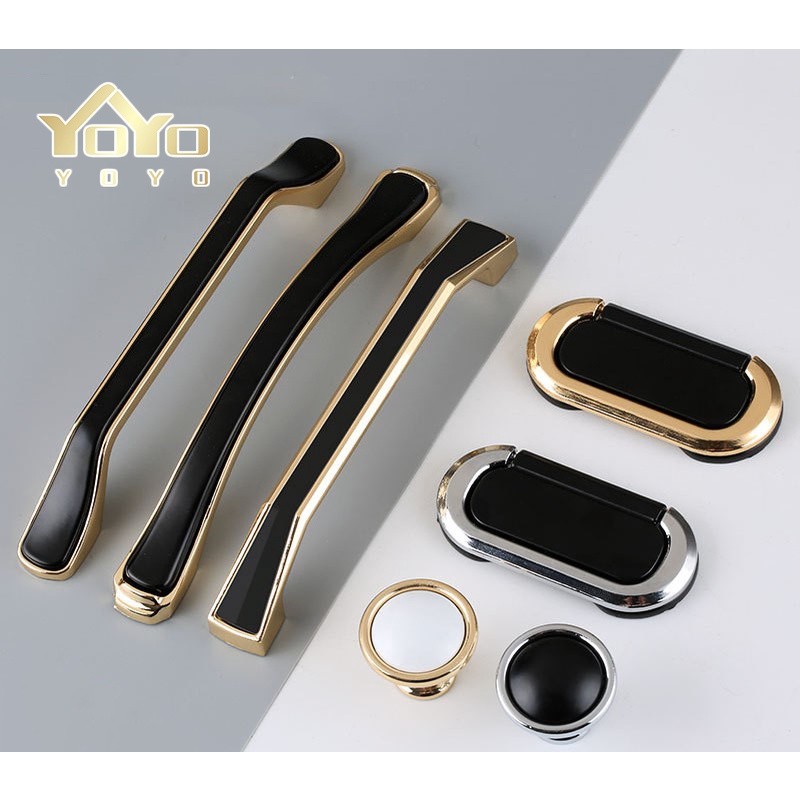 Tarikan Laci Handle lemari Handle Gold Putih Hitam  Knob Knop Gagang Pintu Lemari Pegangan