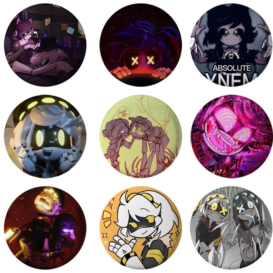 58mm Murder Drones Anime Button Pin Little Robot TESSA UZI N J Funny Brooch Badge Bag Decor Accessor