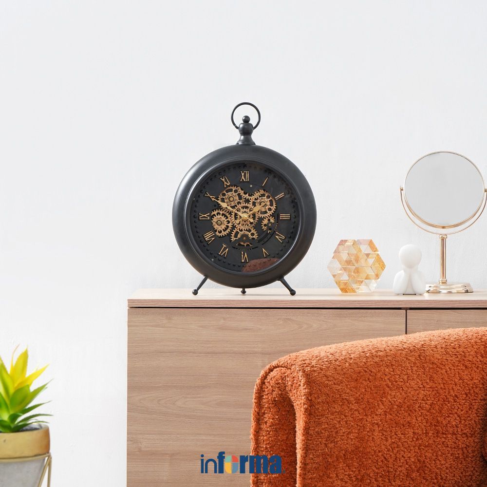 Informa Jam Meja Gear 112 - Hitam Desk Clock Jam Aesthetic Dekorasi Meja Hiasan Rumah Tempat Komersi