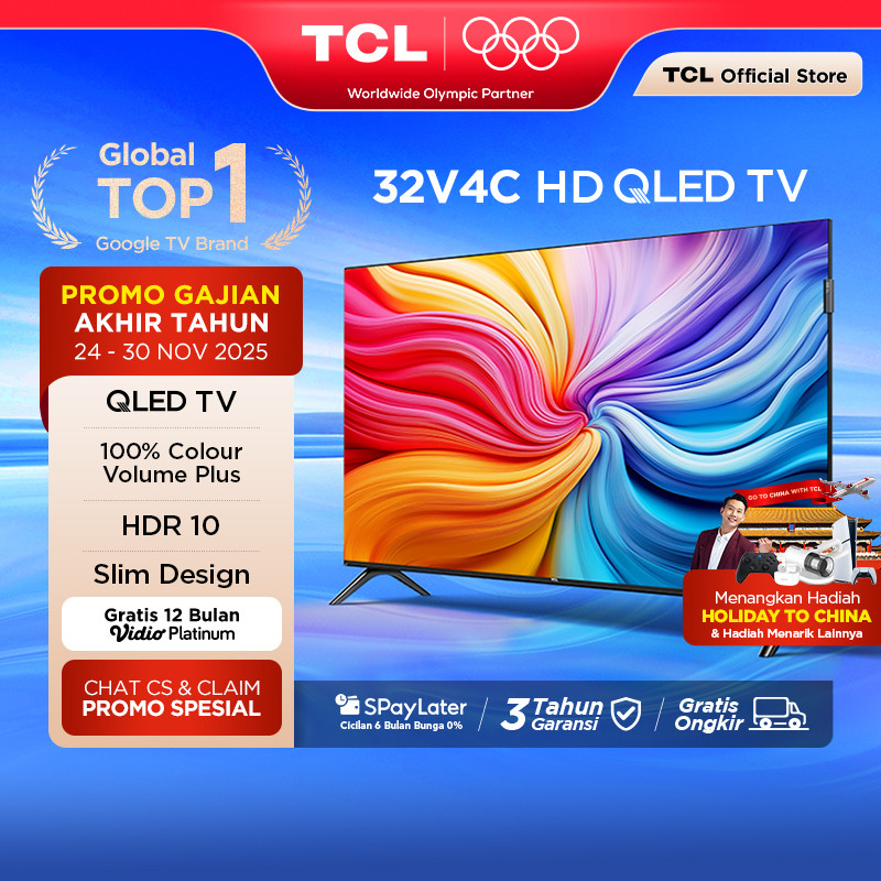 TCL HD QLED Google TV 32 inch V4C - HDR 10 - Dolby Audio - Google Play/Netflix/Youtube/Disney+Hotsta