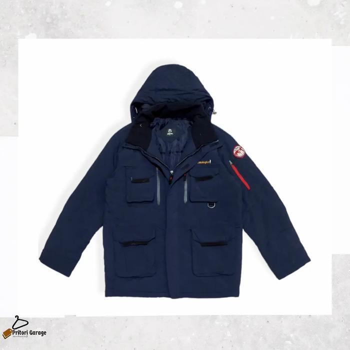 Utility Parka Puffer Outdoor Hoodie Jacket Ziben Arm Pocket Navy Color