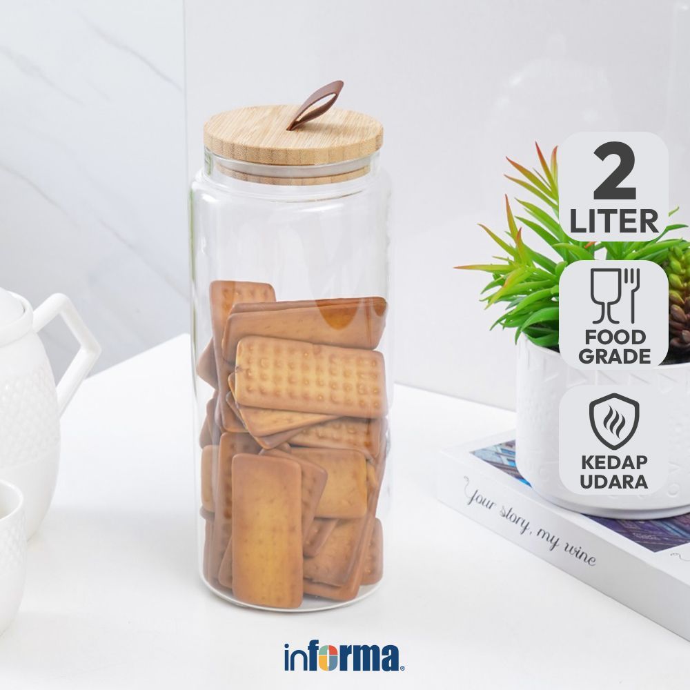Informa 2 ltr Wilhelmina Stoples Kaca Jar Tempat Simpan Snack Dan Permen Setoples Toples Beling Serb
