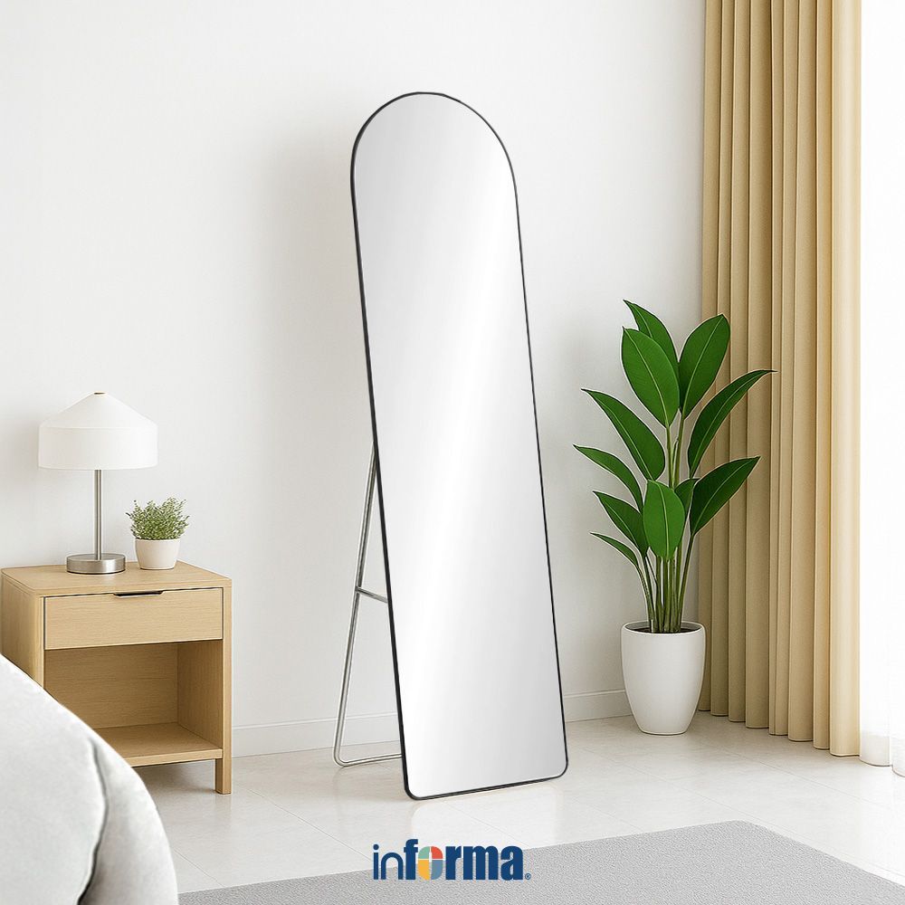 Informa 40X150 cm Pro Arch Cermin Lantai - Hitam Standing Floor Mirror Kaca Berdiri Serbaguna Dengan