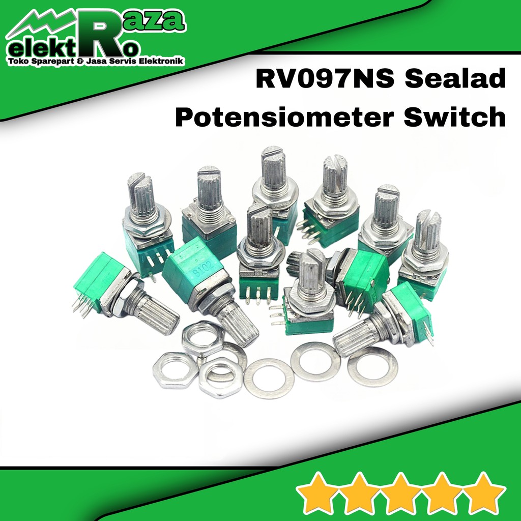 RV097NS Sealed Potensiometer Mono Potensio meter Switch Saklar 5 Pin Potensio Saklar