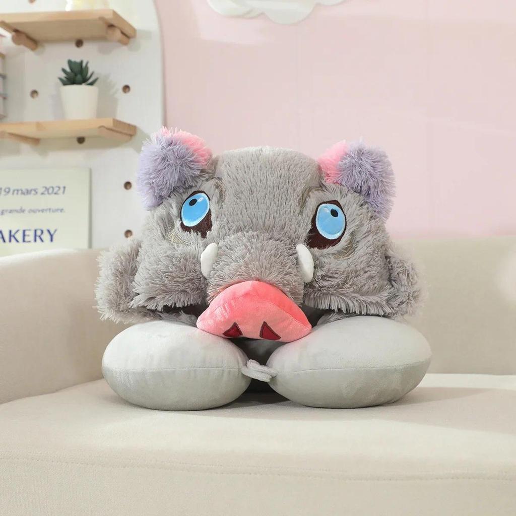 Cosplay Prop Wild Boar Head Plush Hat Hashibira Inosuke Warm Headgear Cartoon Stuffed Anime Plushies
