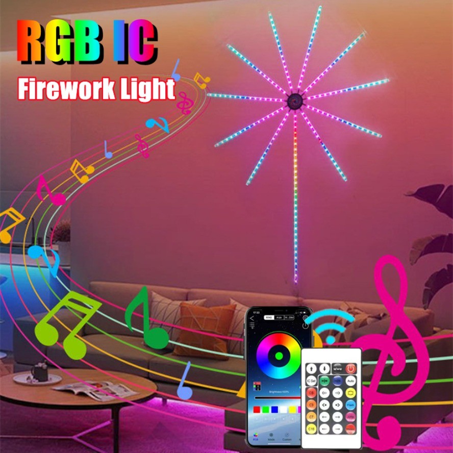 Smart APP Control RGBIC Firework Light USB 5V LED Strip Light Bluetooth Neon Strip ristmas Party Mus