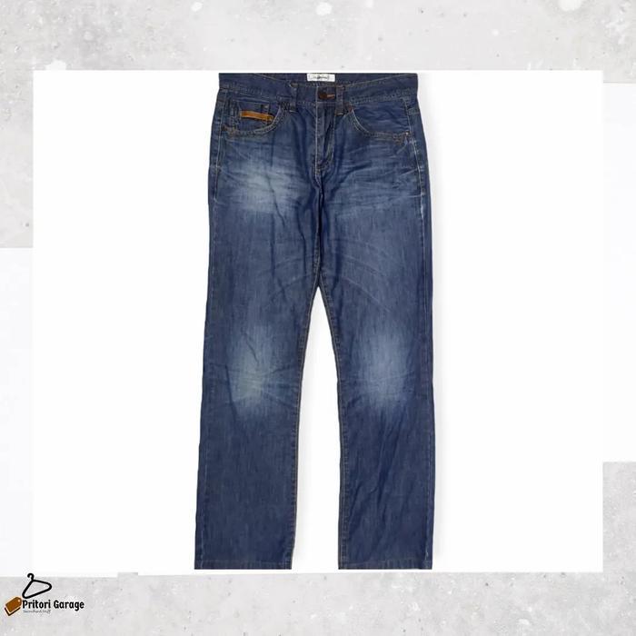 Raw Denim Jeans Mind Bridge Straight Fit Dark Blue Wash Vintage 30