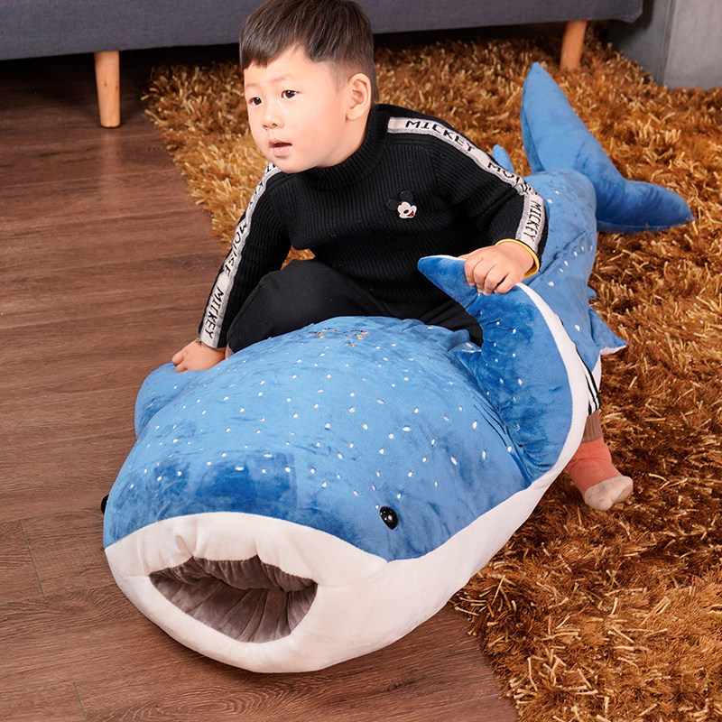 55-125cm Blue Whale Plush Toys Big Shark Fish Cloth Doll Whale Stuffed Plush Sea Animals Cushion Chi