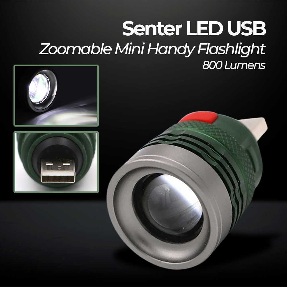 SENTER LED TERBAIK - Senter LED USB Zoomable Mini Handy Flashlight 800 Lumens