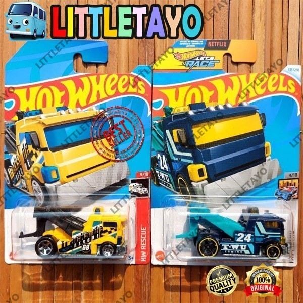 Hot Wheels Heavy Hitcher Kuning Biru Abu Mainan Mobil Truck Derek Towing