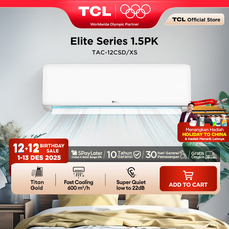 TCL AC TAC 12 CSD/XS 1.5 PK AC [INDOOR + OUTDOOR ONLY] - Free Pemasangan Jabodetabek - Titan Gold - 