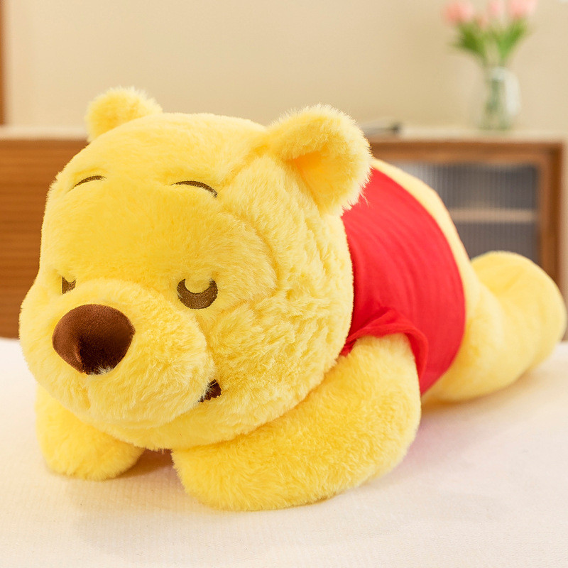 Cute Cartoon New Disney Anime Kawaii Winnie The Pooh Lying Down  Bear Doll Toy Bedside Sleep Pillow 