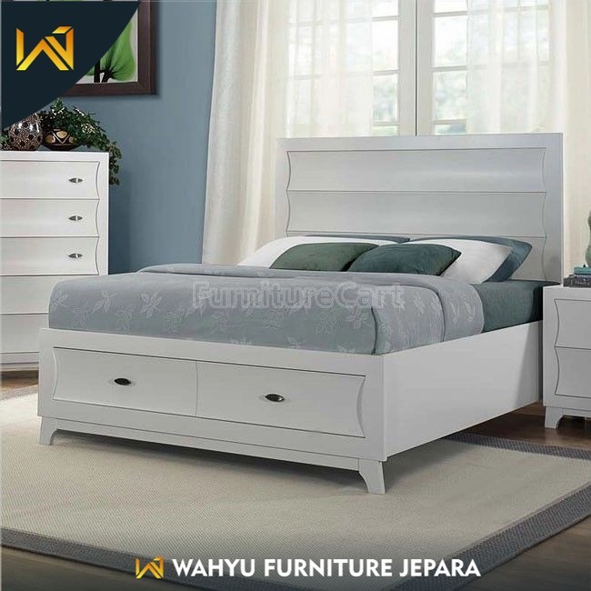 Tempat Tidur Minimalis Dipan Klasik / Dipan Laci Duco Putih -120x200 - 200x200