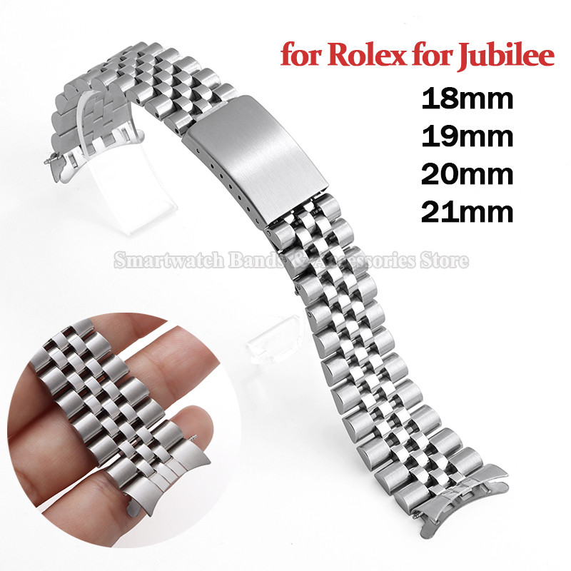 Stainless Steel Watch Strap 18mm 19mm 20mm 21mm for Rolex for Jubilee Bracelet Curved End Steel Stra