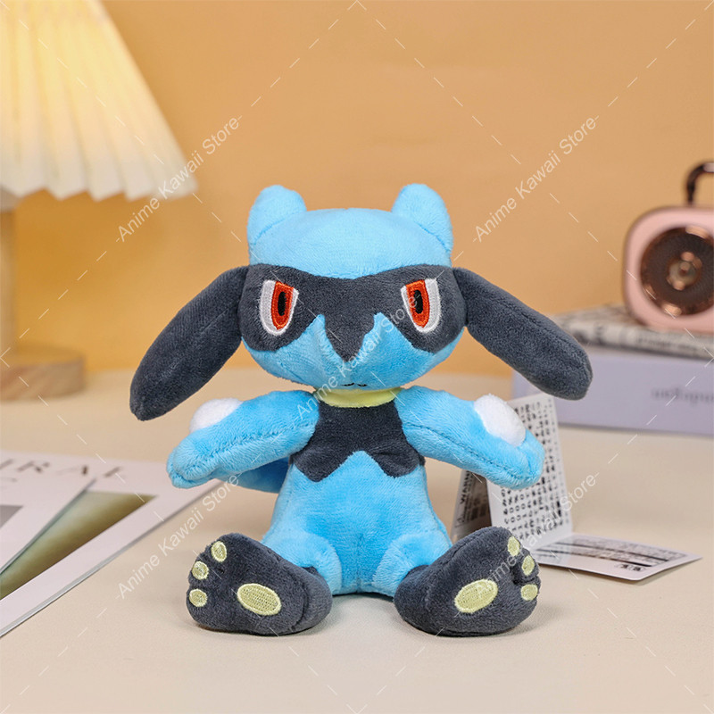 Shiny Lucario Plush Toys Pokemon Peluche Riolu Mega Lucario Stuffed Animal Doll Collectible Gift,Car