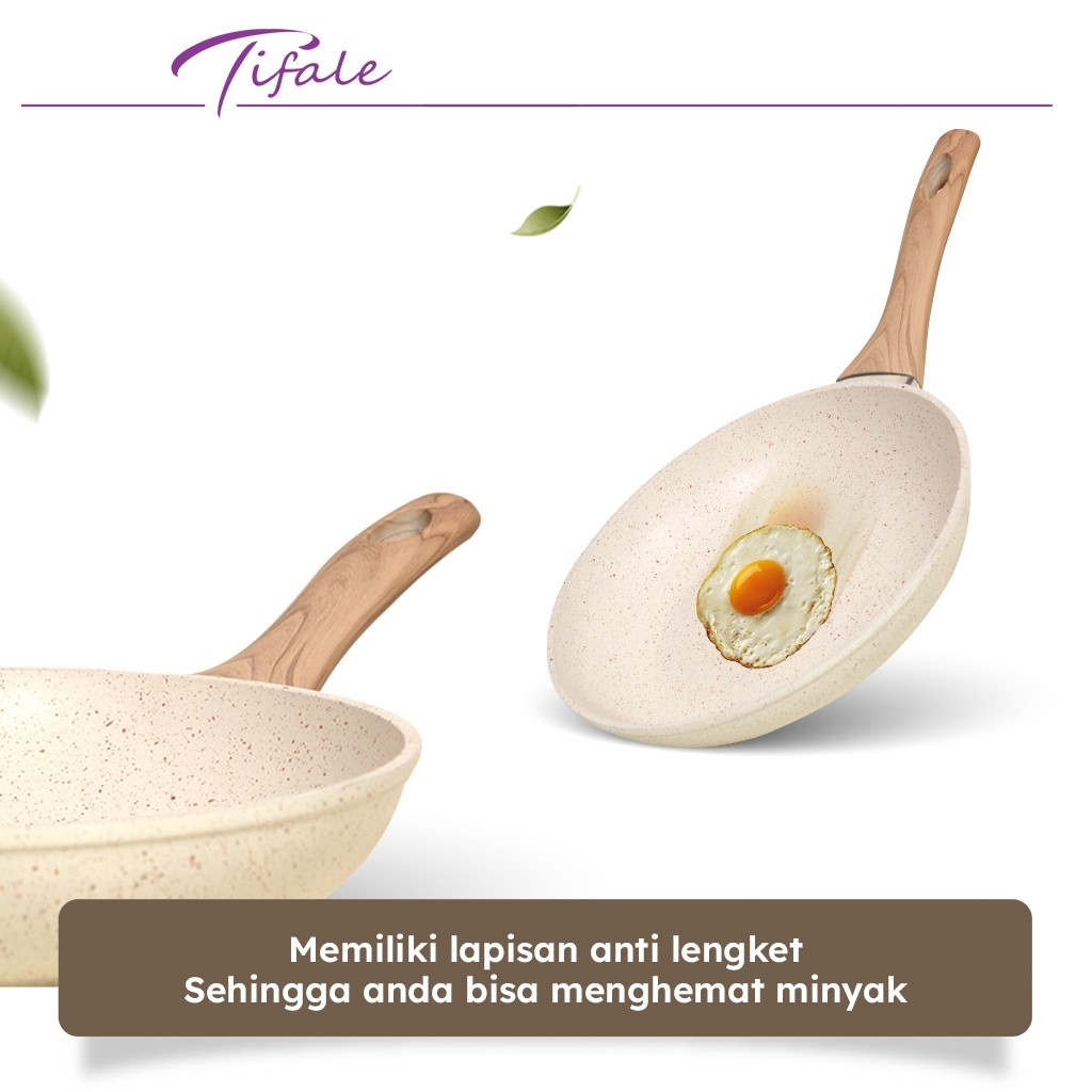 3in1 Organic Creamly Cookware Marble Coated Anti lengket Handle Bakelite Silicone Anti Leleh Avocado