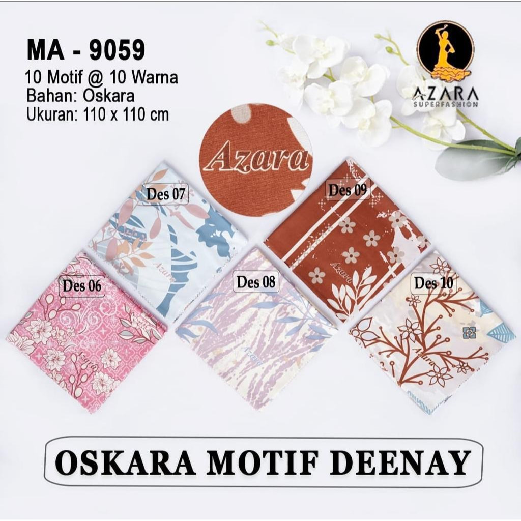 Hijab Diskon Puasa & Lebaran | Hijab Voal AZARA Motif Denay Segi Empat Lasercut Printing Premium Jil