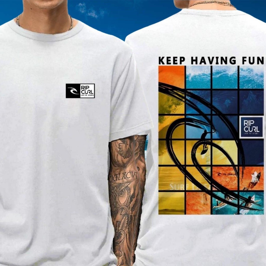 COD  Kaos Ripcurl T-Shirt 100 % Catton Combed 24S Kualitas PREMIUM Couple Style Tee Fashion