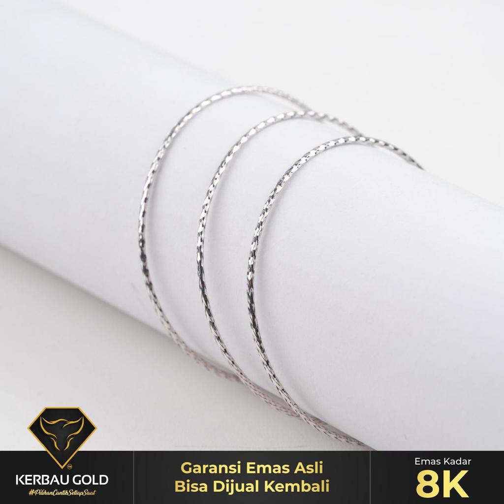 [Kerbau Gold] Gelang Emas Coker Whitegold 8K - Emas Asli 100%