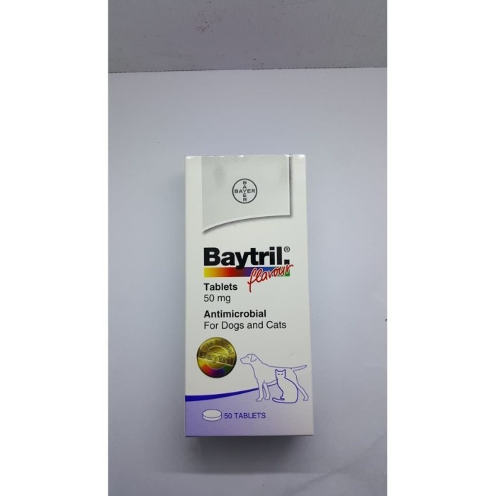 Baytril Flavour Tablet 50mg - Antibiotik Anjing Kucing