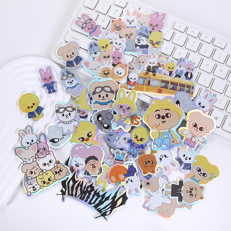 50 pieces SKZOO new laser cartoon shaped stickers Stray Kids peripheral creative account mobile lugg