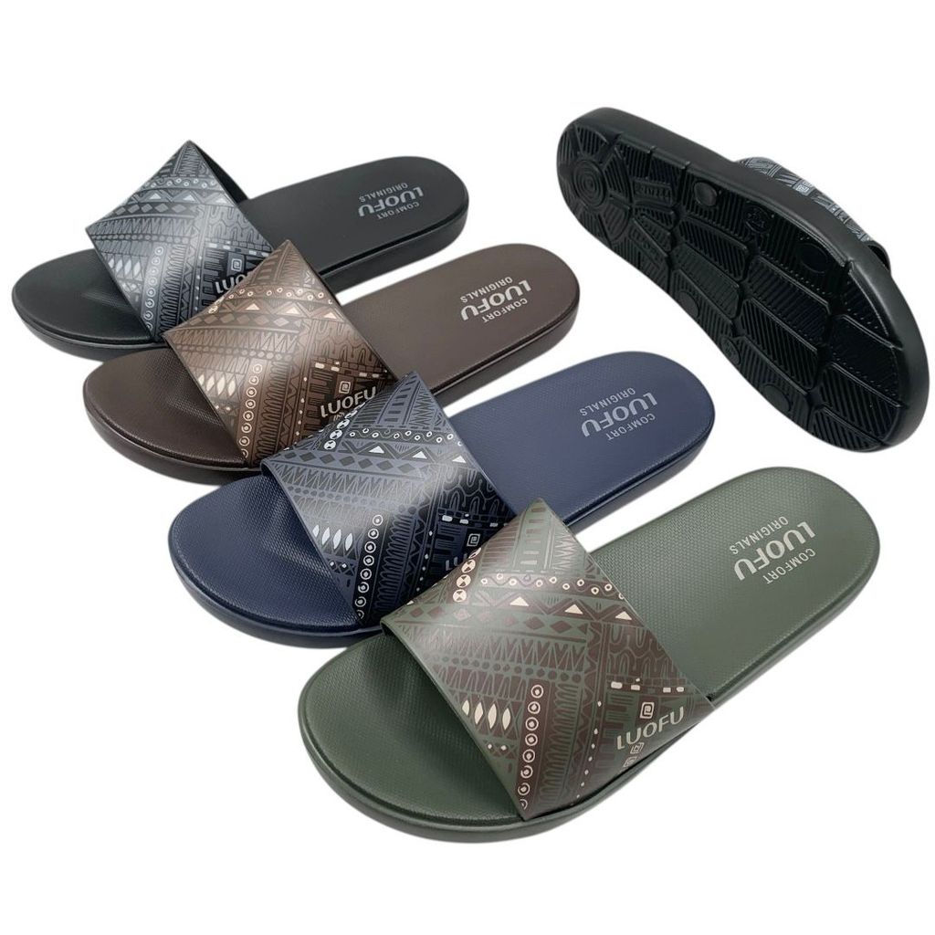 DT LUOFU Sandal Selop Tribal Karet Pria Import Remaja E7172-BRB217 (C4)