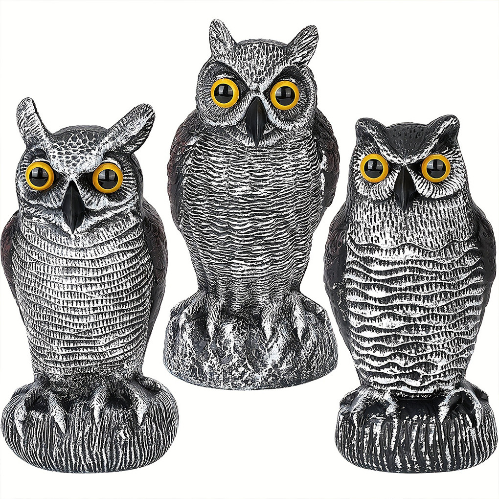 Owl Bird Deterrent Garden Plastic Owls to Keep Birds Away Waterproof Sunscreen Owl to Scare Birds Aw