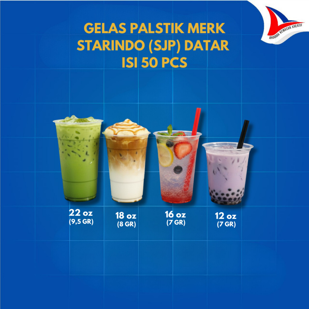 Gelas Plastik Sjp 12 Oz 14 Oz 16 Oz 18 Oz  22 Oz Nat Gelas Minuman Gelas Starindo Isi 50 Pcs Promo C