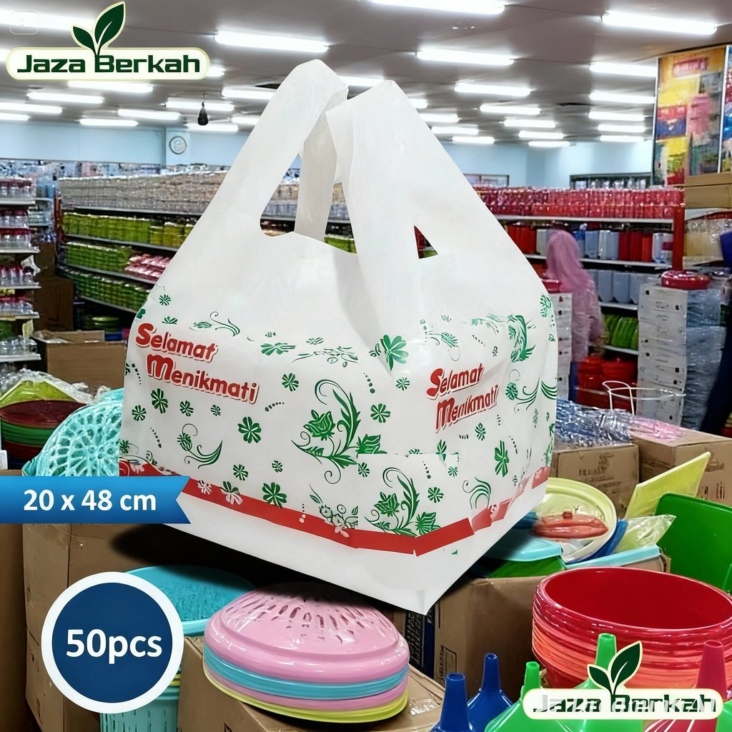 Kantong Plastik Untuk 2 Dus Box Nasi Makanan 18x18 Dan 20x20 cm Terlaris
